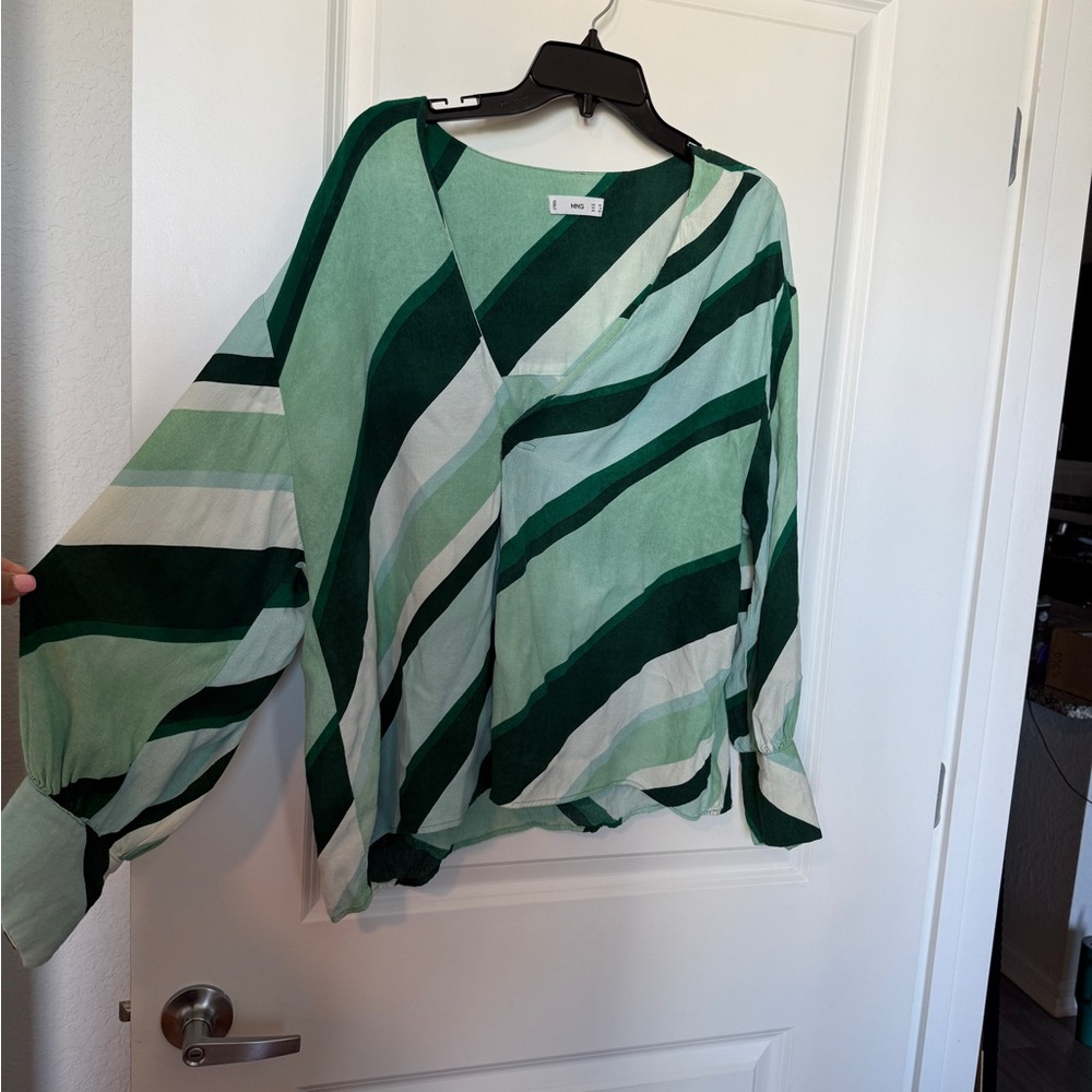 MNG Green Patterned Blouse